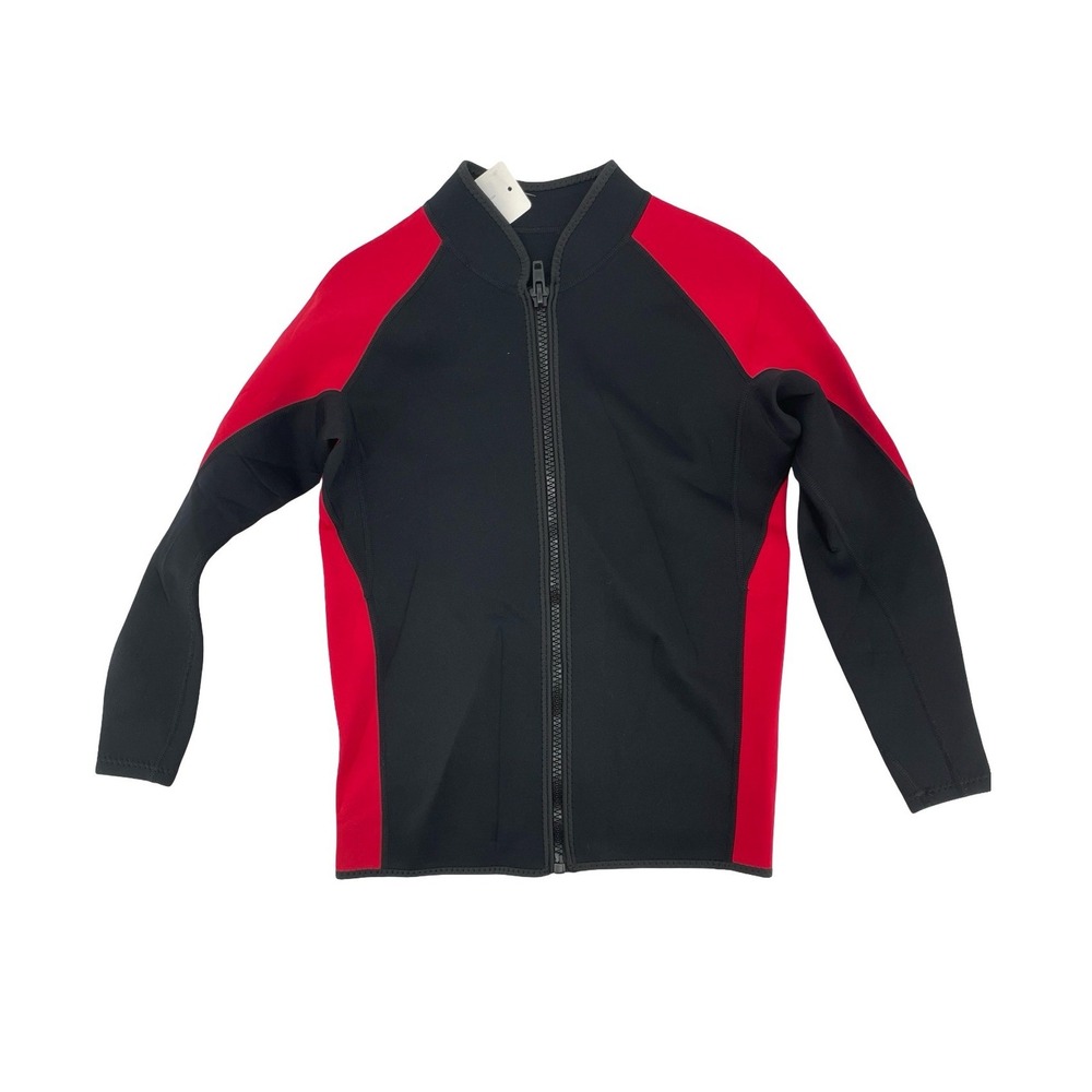 Unbranded Men Wetsuit Top Full Zip Black Red Neoprene Medium
